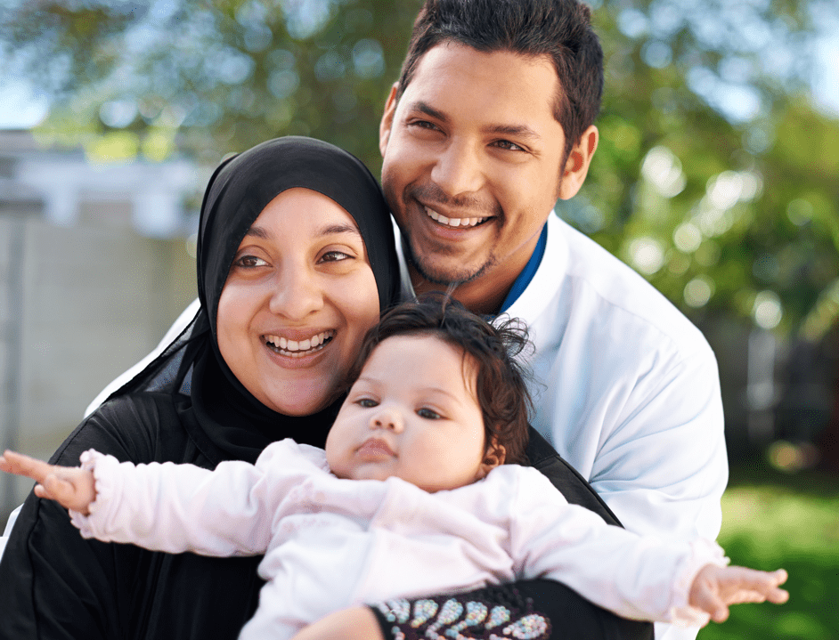 Mother and father with baby