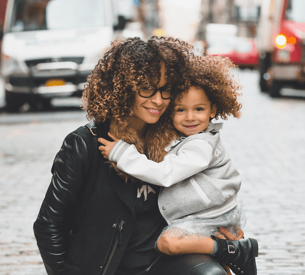 Mother with young daughter